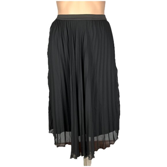 WD.NY Womens Plus Black Pleated Maxi Skirt Full Chiffon size 1X - Picture 1 of 11